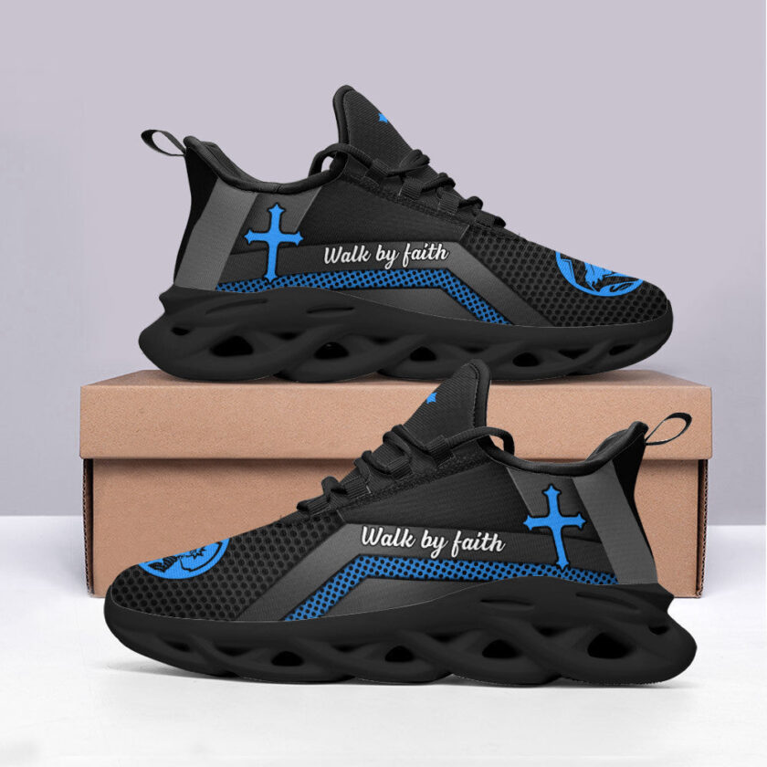 Jesus Walk By Faith Running Sneakers Blue Max Soul Shoes For Men And Women - Image 4