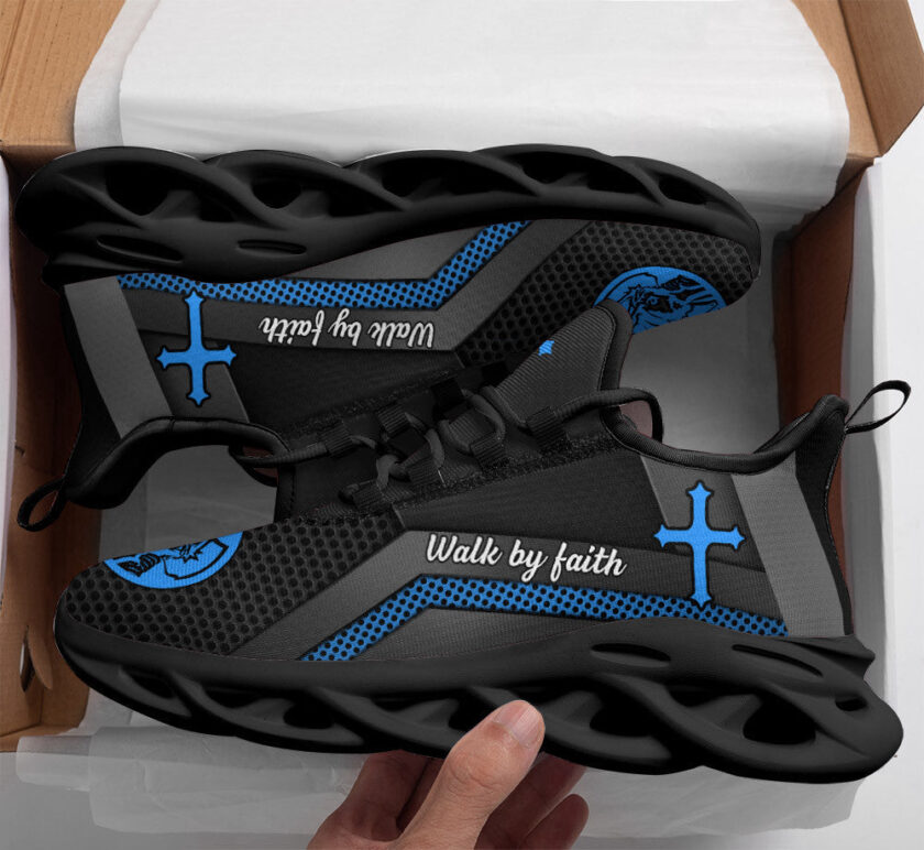 Jesus Walk By Faith Running Sneakers Blue Max Soul Shoes For Men And Women - Image 2