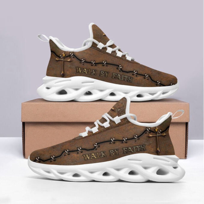 Jesus Walk By Faith Running Sneakers Brown Max Soul Shoes For Men And Women