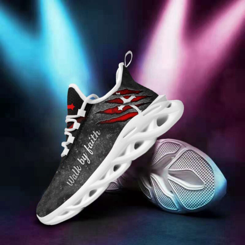 Jesus Walk By Faith Running Sneakers Grey Max Soul Shoes For Men And Women - Image 4
