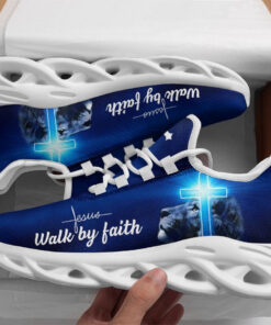 Jesus - Walk By Faith Running Sneakers Max Soul Shoes For Men And Women