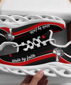 Jesus Walk By Faith Running Sneakers Red 1 Max Soul Shoes  For Men And Women