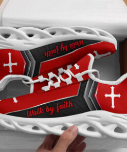 Jesus Walk By Faith Running Sneakers Red 2 Max Soul Shoes  For Men And Women