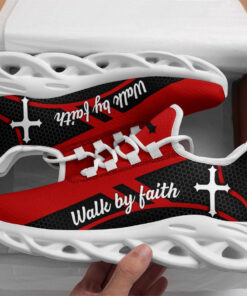 Jesus Walk By Faith Running Sneakers Red Black 2 Max Soul Shoes  For Men And Women
