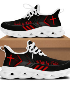 Jesus Walk By Faith Running Sneakers Red Black 3 Max Soul Shoes  For Men And Women