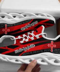 Jesus - Walk By Faith Running Sneakers Red Max Soul Shoes For Men And Women