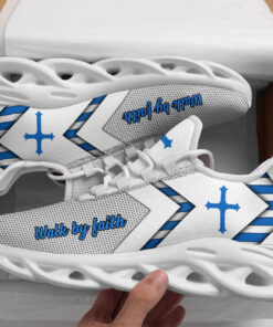 Jesus Walk By Faith Running Sneakers White 1 Max Soul Shoes  For Men And Women