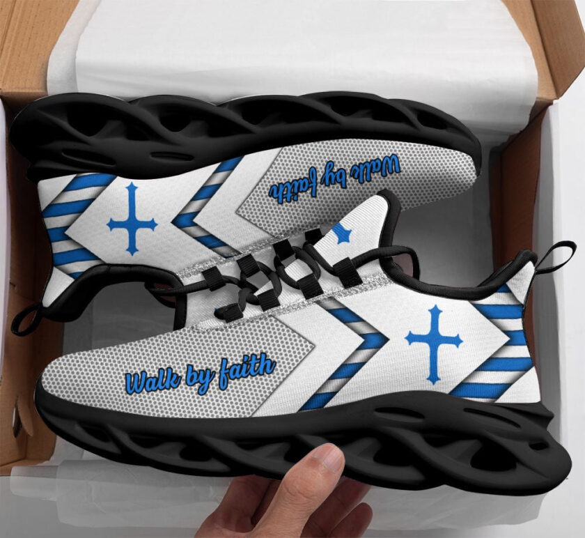 Jesus Walk By Faith Running Sneakers White 1 Max Soul Shoes  For Men And Women - Image 2