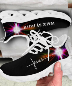Jesus Walk By Faith Running Sneakers White Black 3 Max Soul Shoes  For Men And Women
