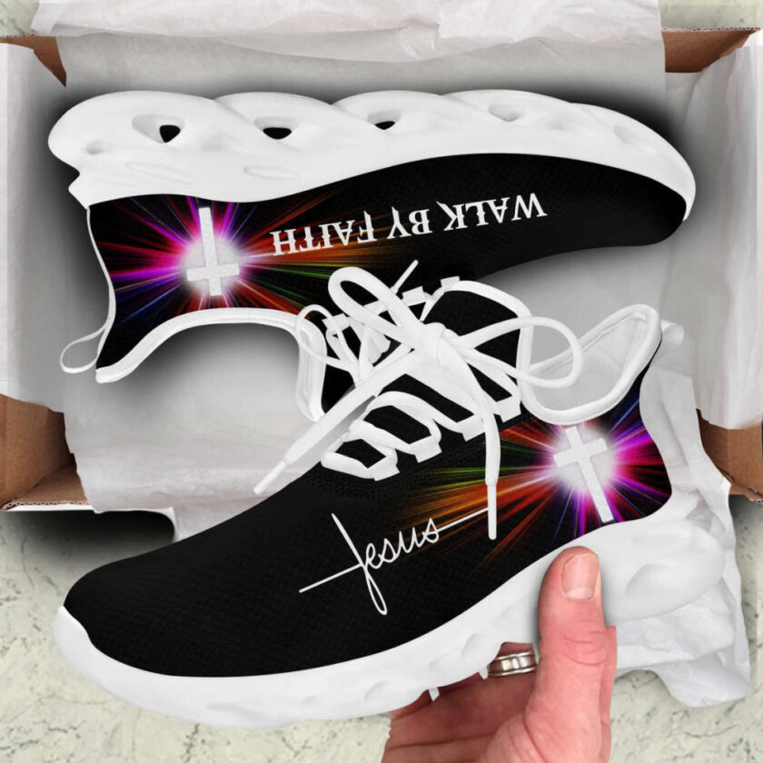 Jesus Walk By Faith Running Sneakers White Black 3 Max Soul Shoes  For Men And Women