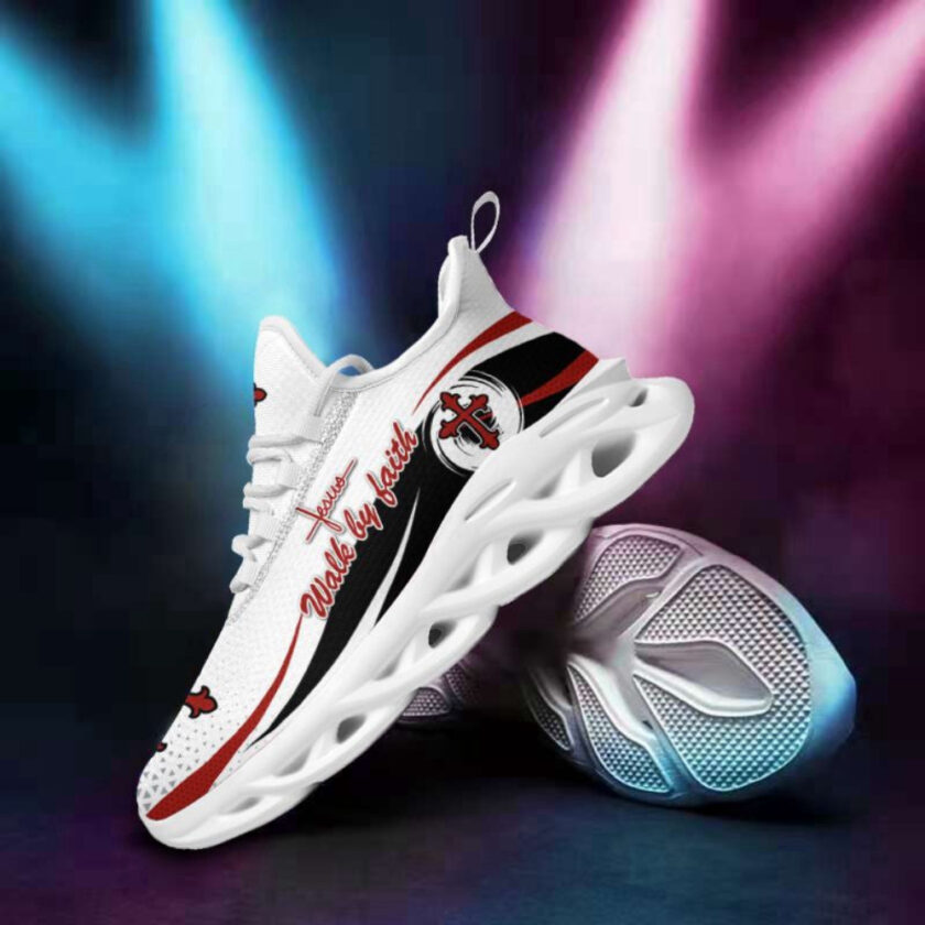 Jesus Walk By Faith Running Sneakers White Max Soul Shoes For Men And Women - Image 3
