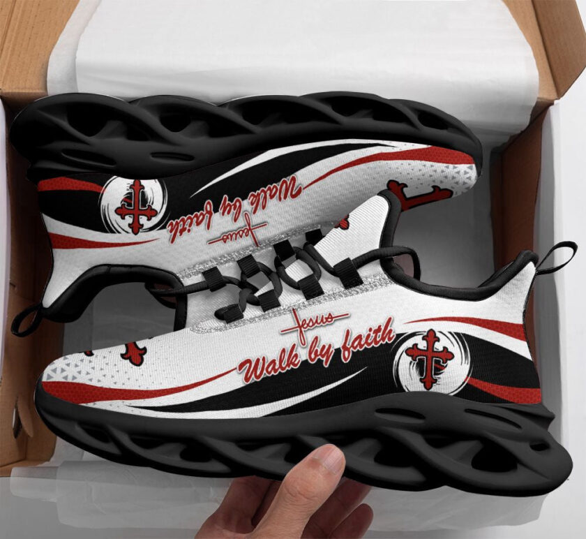 Jesus Walk By Faith Running Sneakers White Max Soul Shoes For Men And Women - Image 2