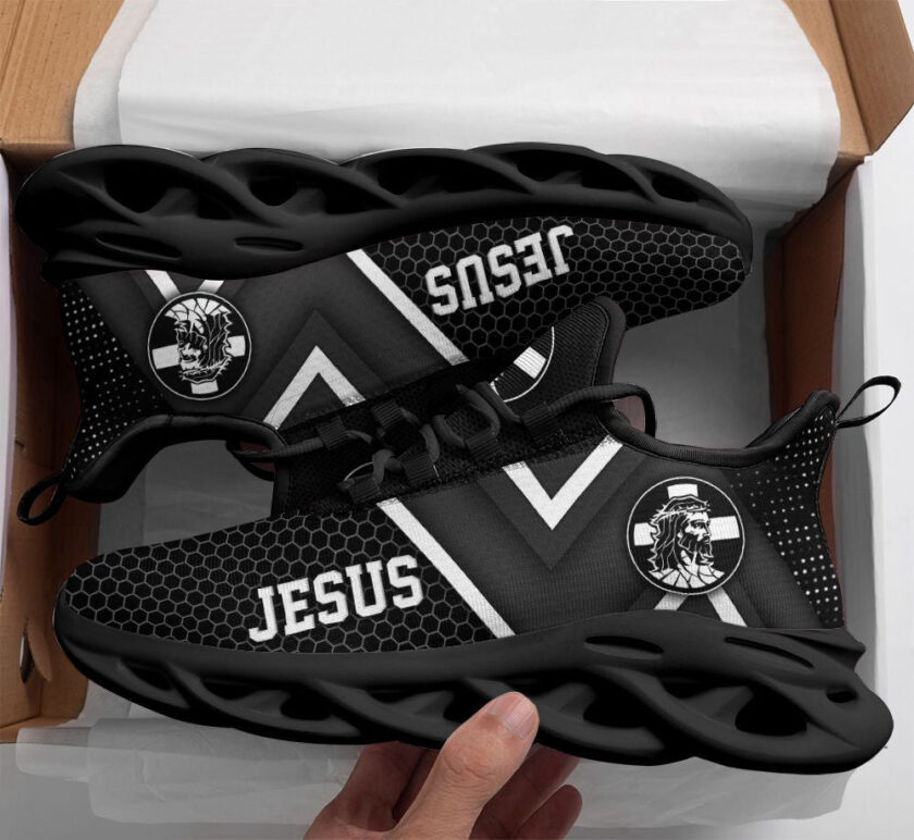 Jesus White And Black Running Sneakers Max Soul Shoes For Men And Women - Image 2