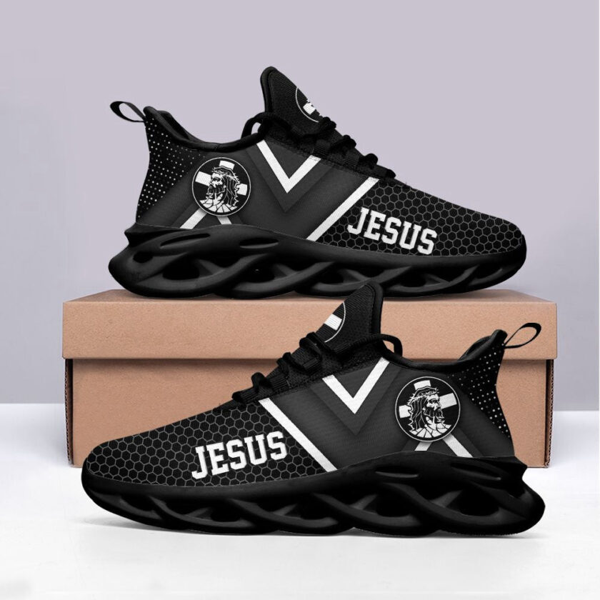 Jesus White And Black Running Sneakers Max Soul Shoes For Men And Women - Image 4
