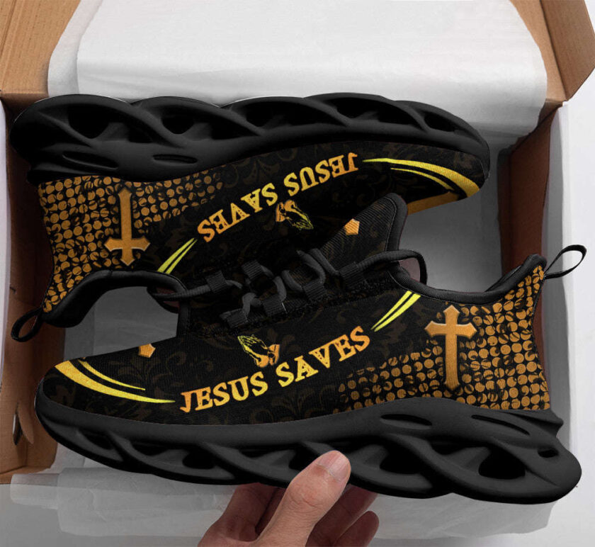 Jesus White Black Saves Running Sneakers Max Soul Shoes For Men And Women - Image 2