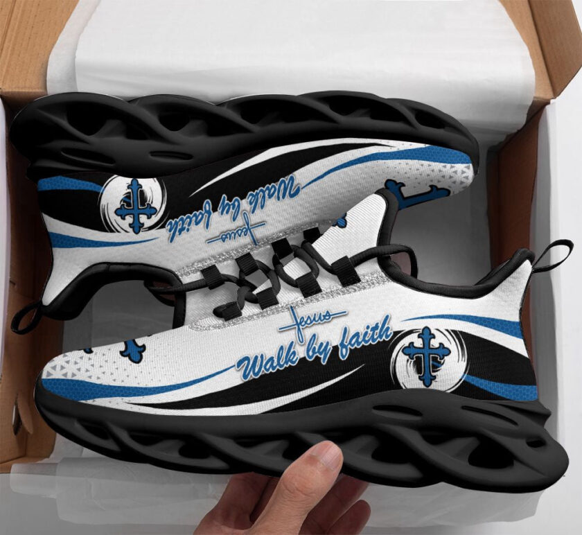 Jesus White Walk By Faith Running Sneakers Max Soul Shoes For Men And Women - Image 2