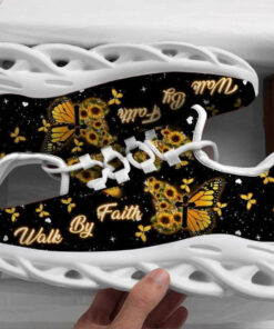 Jesus Yellow Butterfly Walk By Faith Running Sneakers Max Soul Shoes  For Men And Women