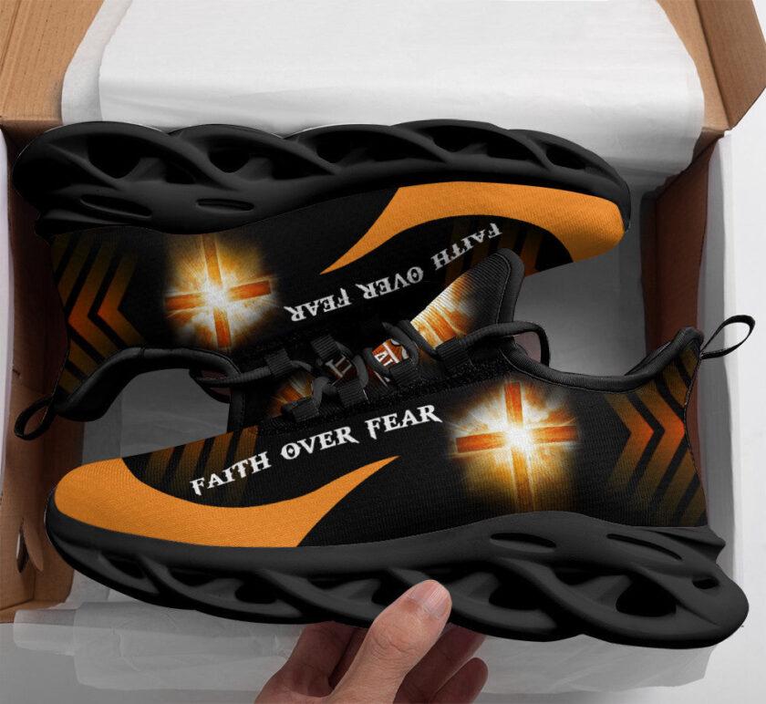 Jesus Yellow Faith Over Fear Running Sneakers Max Soul Shoes  For Men And Women - Image 2