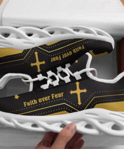Jesus Yellow Faith Over Fear Running Sneakers Max Soul Shoes  For Men And Women