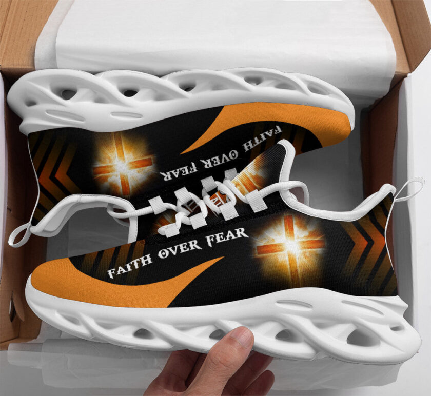 Jesus Yellow Faith Over Fear Running Sneakers Max Soul Shoes  For Men And Women