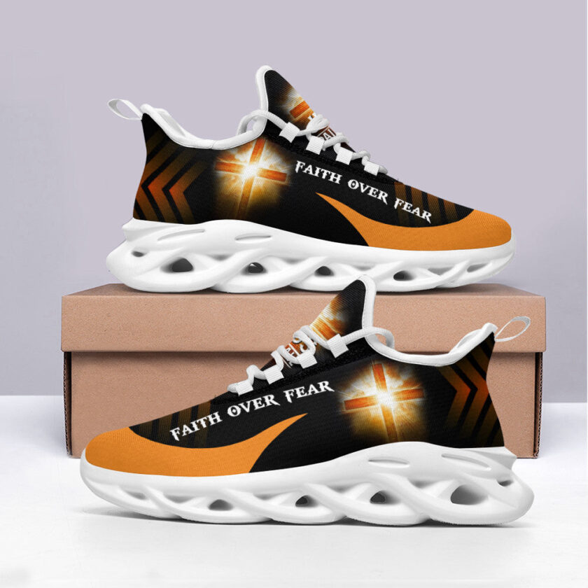 Jesus Yellow Faith Over Fear Running Sneakers Max Soul Shoes  For Men And Women - Image 3