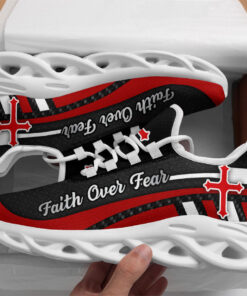 Red Black Jesus Faith Over Fear Running Sneakers Max Soul Shoes  For Men And Women