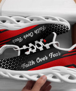 Red Jesus Faith Over Fear Running Sneakers Max Soul Shoes  For Men And Women