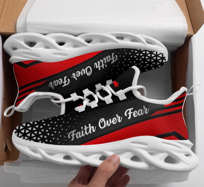 Red Jesus Faith Over Fear Running Sneakers Max Soul Shoes  For Men And Women