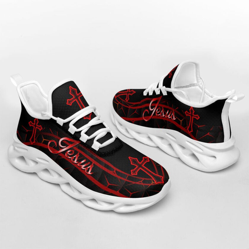 Red Jesus Running Sneakers Max Soul Shoes - Christian Shoes For Men And Women - Image 3