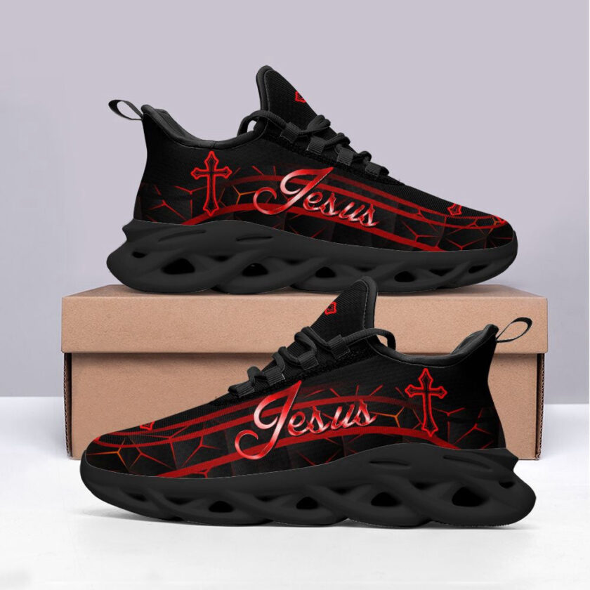 Red Jesus Running Sneakers Max Soul Shoes - Christian Shoes For Men And Women - Image 2