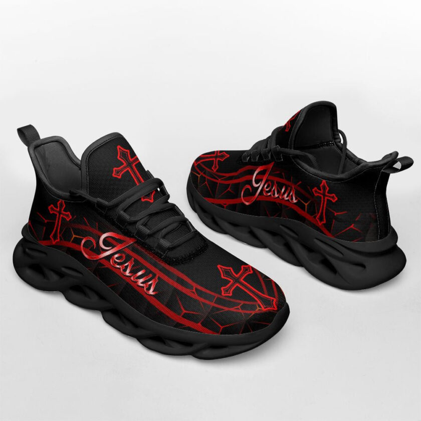 Red Jesus Running Sneakers Max Soul Shoes - Christian Shoes For Men And Women - Image 4