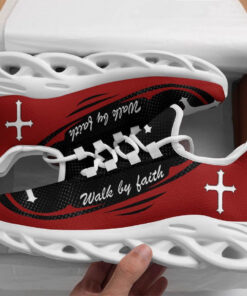 Red Jesus Walk By Faith Running Sneakers 1 Max Soul Shoes  For Men And Women