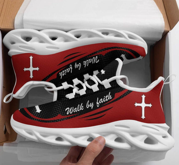 Red Jesus Walk By Faith Running Sneakers 1 Max Soul Shoes  For Men And Women
