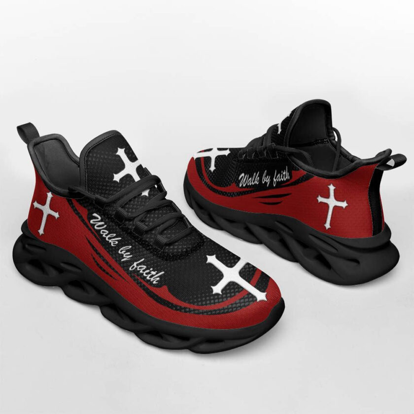 Red Jesus Walk By Faith Running Sneakers 1 Max Soul Shoes  For Men And Women - Image 4