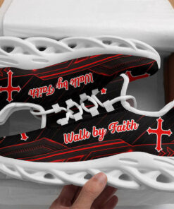 Red Jesus Walk By Faith Running Sneakers 2 Max Soul Shoes  For Men And Women