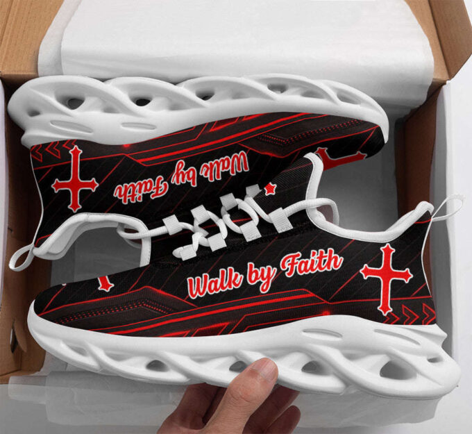 Red Jesus Walk By Faith Running Sneakers 2 Max Soul Shoes  For Men And Women