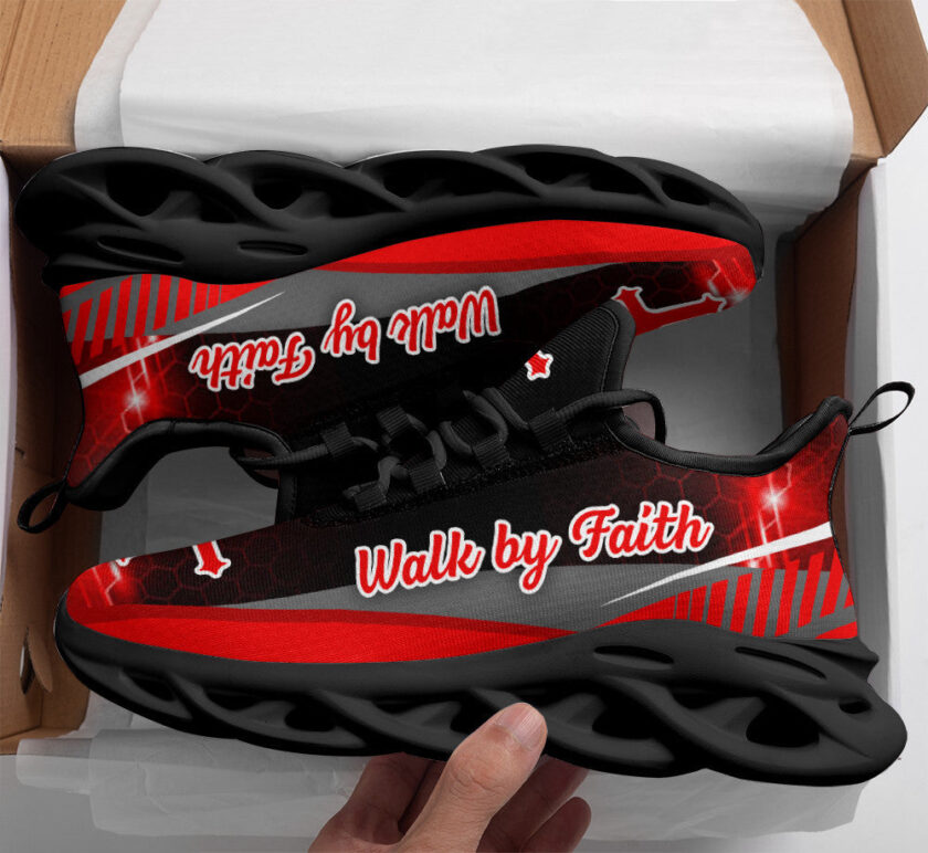 Red Jesus Walk By Faith Running Sneakers 3 Max Soul Shoes  For Men And Women - Image 2