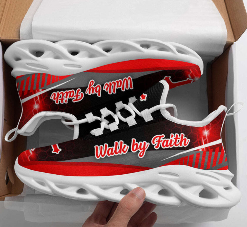 Red Jesus Walk By Faith Running Sneakers 3 Max Soul Shoes  For Men And Women