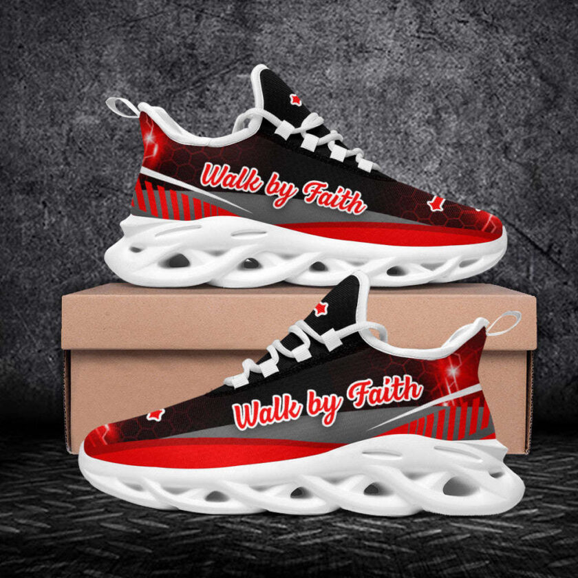 Red Jesus Walk By Faith Running Sneakers 3 Max Soul Shoes  For Men And Women - Image 3