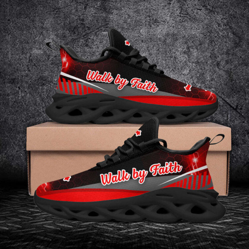 Red Jesus Walk By Faith Running Sneakers 3 Max Soul Shoes  For Men And Women - Image 4