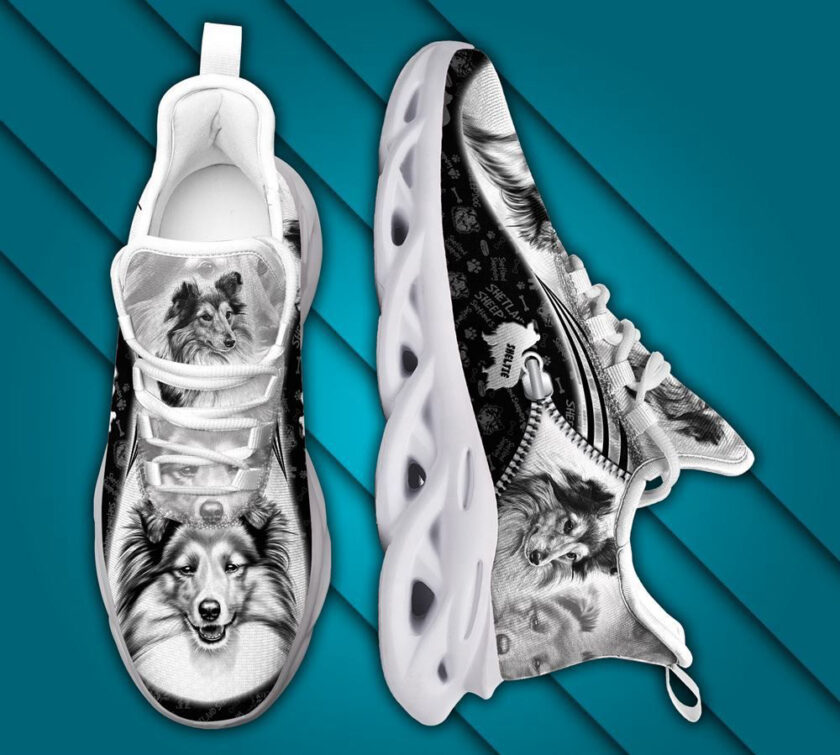 Shetland Sheepdog Sketch Max Soul Shoes For Women Men Kid, Gift For Dog Lover - Image 2