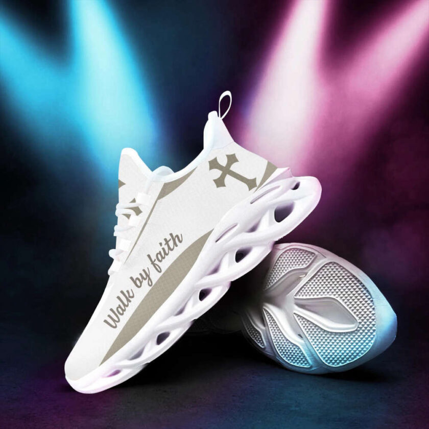 White Jesus Walk By Faith Running Sneakers Max Soul Shoes For Men And Women - Image 4