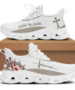 White Jesus Walk By Faith Running Sneakers Max Soul Shoes For Men And Women