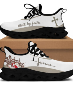 White Jesus Walk By Faith Running Sneakers Max Soul Shoes For Men And Women