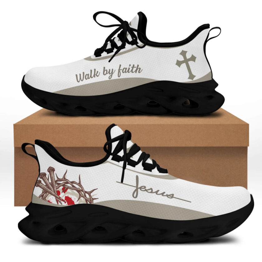 White Jesus Walk By Faith Running Sneakers Max Soul Shoes For Men And Women - Image 2